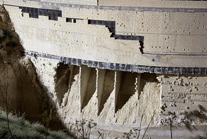 A construction site in Naxxar where the foundations of an apartment and garage block partially failed.