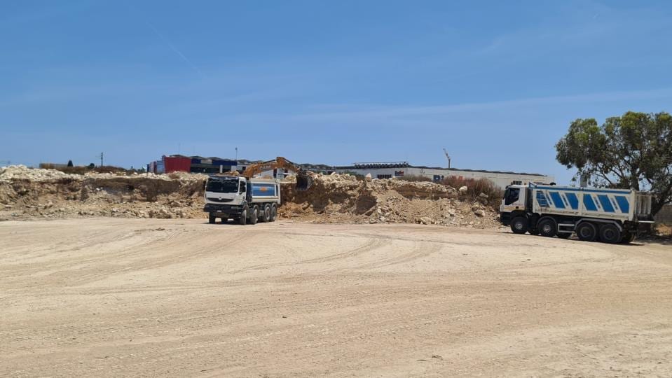 An ODZ field at Ta' Qali piled with illegally dumped construction rubble, opposite the National Park.