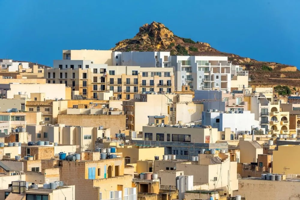 A dense Maltese hill town